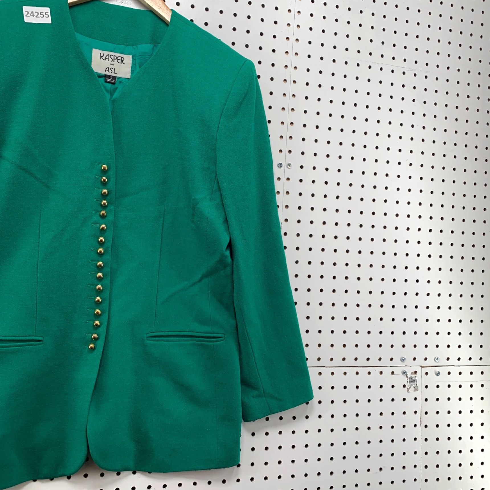 Kasper Kasper Blazer Womens Size 12 Green 100% Wool Jacket Size XL / US 12-14 / IT 48-50 - 4 Thumbnail