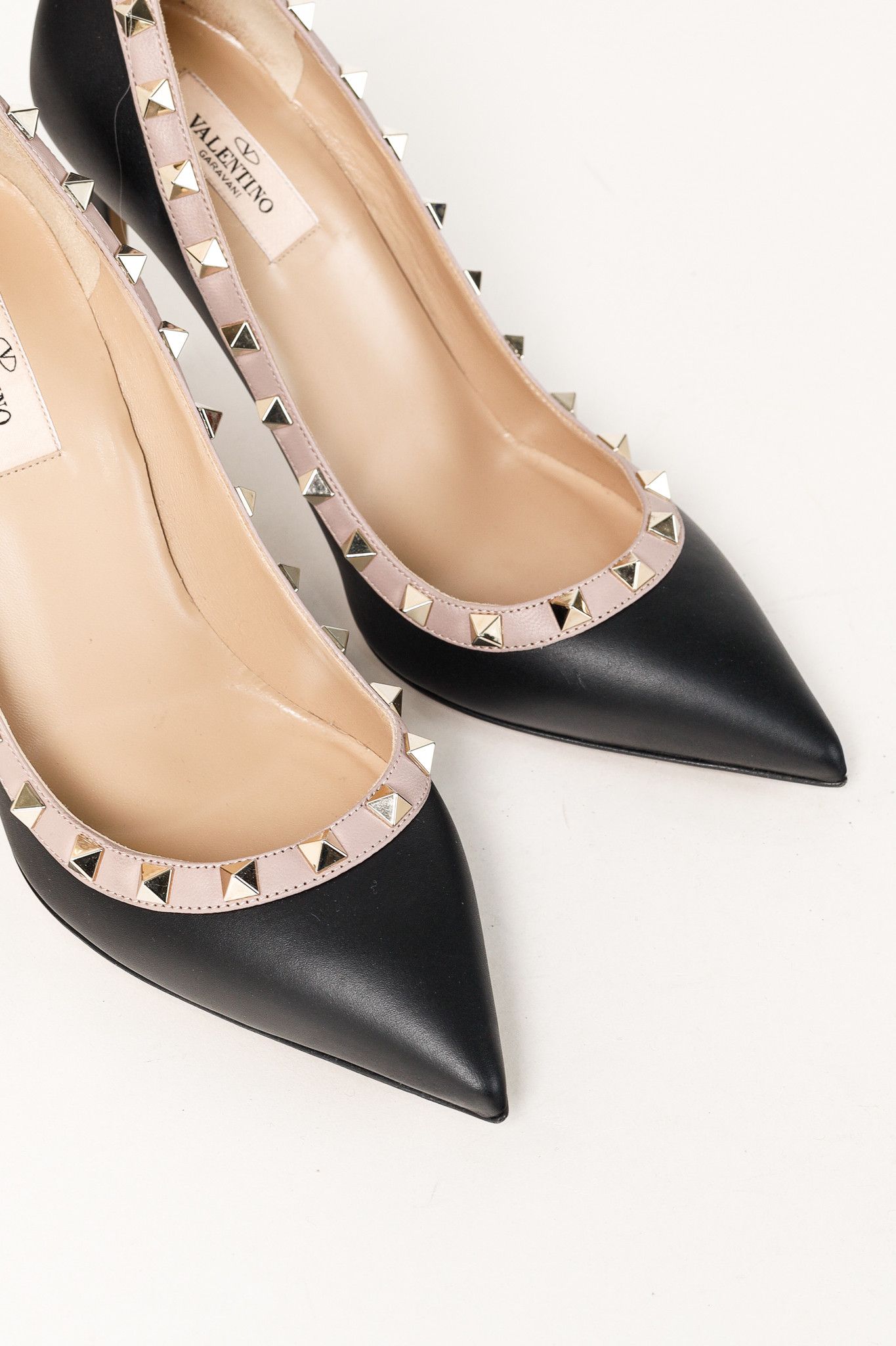 Valentino Valentino Garavani Rockstud 100mm Black Poudre Pink Pumps Size US 8 / IT 38 - 6 Thumbnail