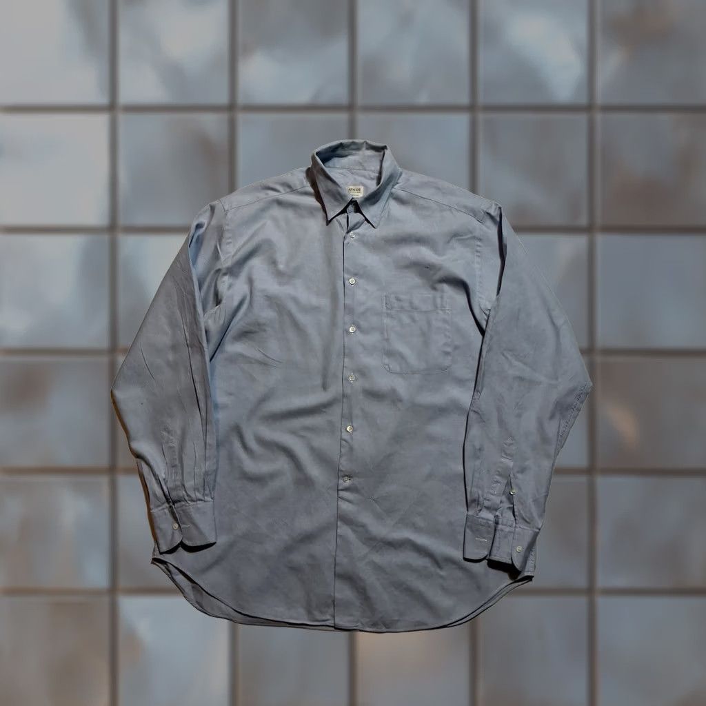 Armani Armani Collezioni Dress Shirt Blue Button Front Pocket XL Mens 16.5/42 Made In Italy Regular Size XXL Size 46R - 1 Thumbnail