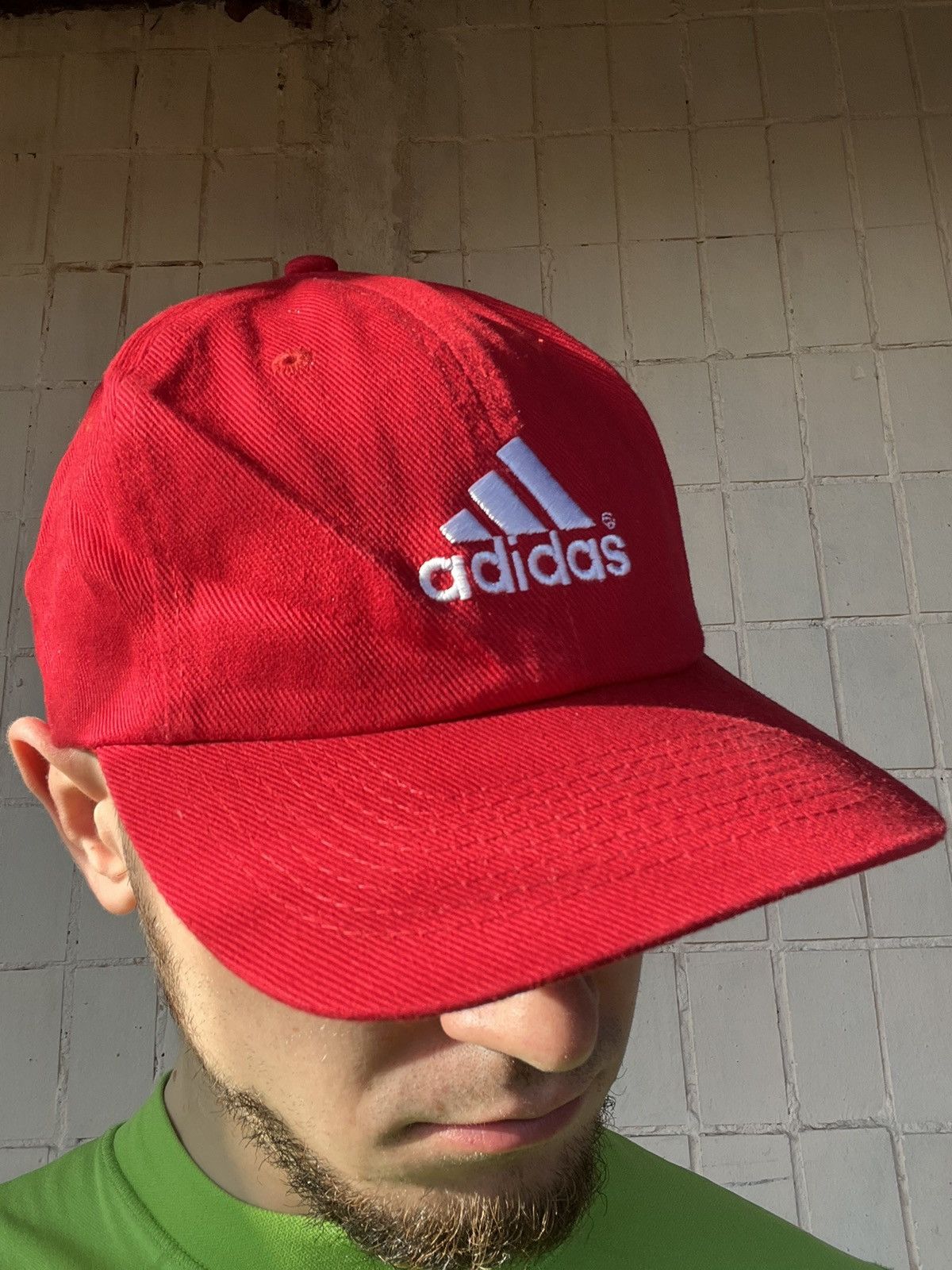 Adidas Vintage Red Hat Adidas Y2K Football Cap Size ONE SIZE - 18 Thumbnail