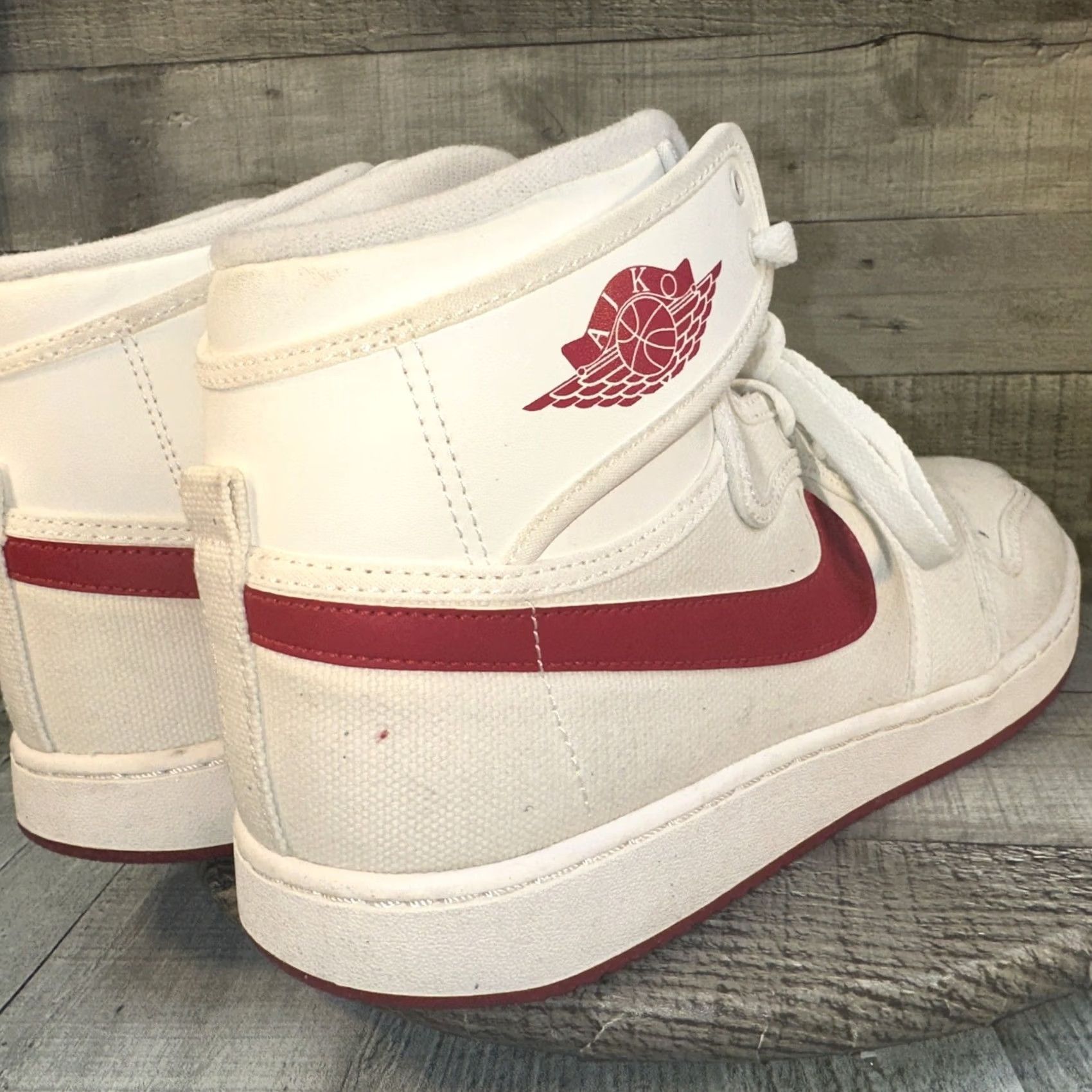 Jordan Brand VINTAGE Jordan AJKO High Top Sneaker Mens 11.5 White Canvas Retro Timeless Scuffing Light Box N/A Size US 12 / EU 45 - 7 Thumbnail