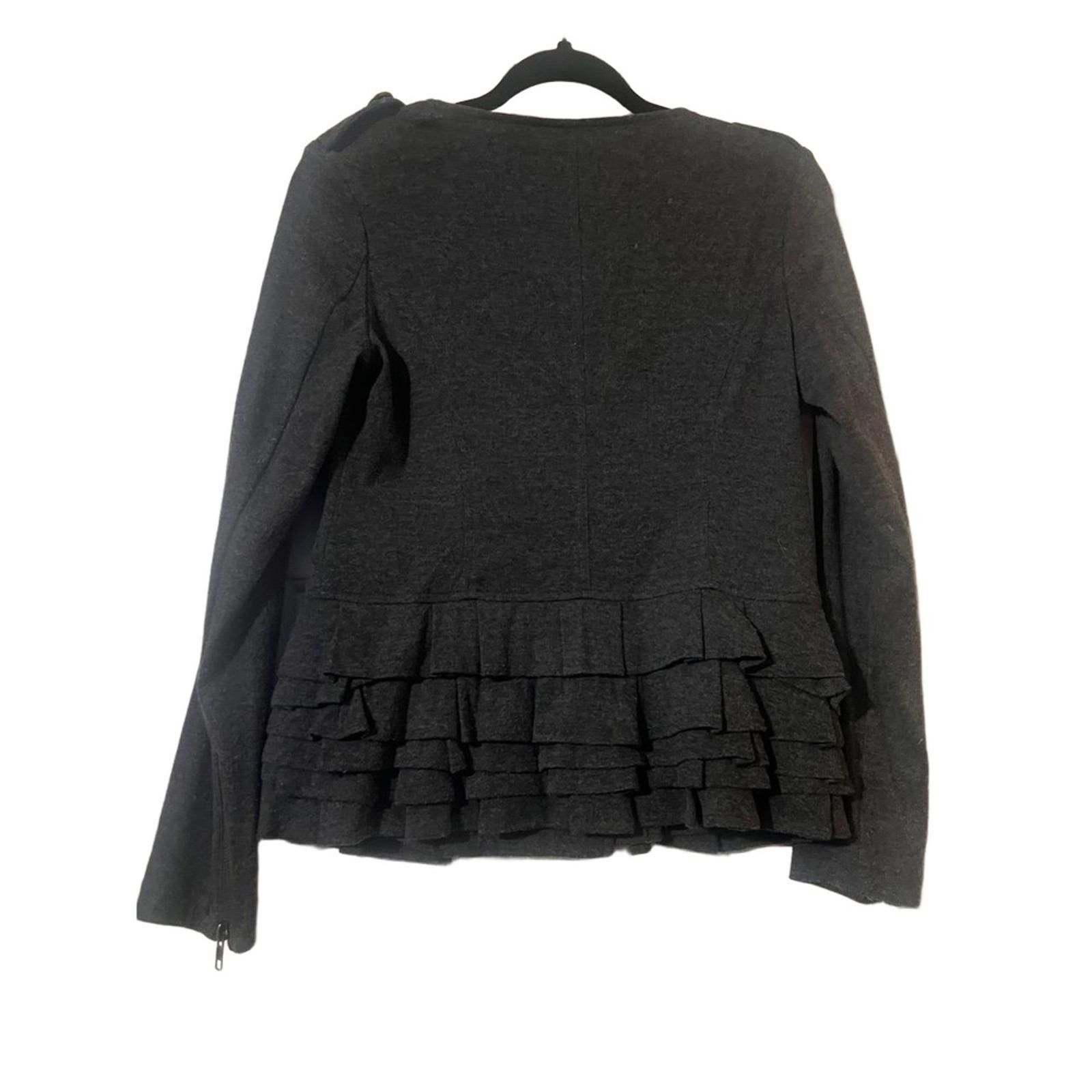 Other Deja Vu Jacket S Gray Military Ruffled Hem Edgy Chic Size S / US 4 / IT 40 - 4 Thumbnail