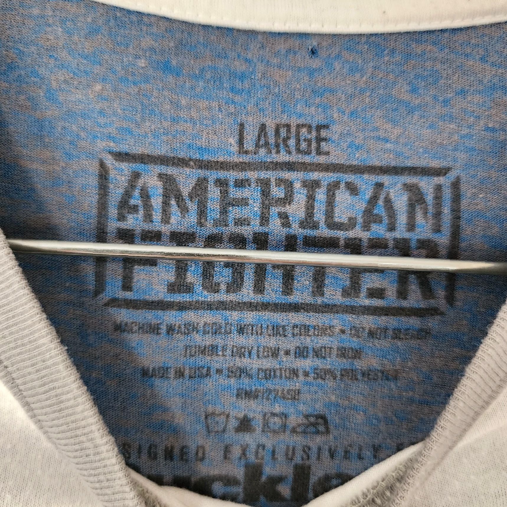 Vintage AMERICAN FIGHTER Graphic Tee Short Sleeve Adult Large White Blue Mens Size US 33 - 5 Thumbnail