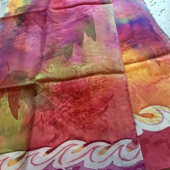 Vintage Vintage Fall Silk Long Scarf Size ONE SIZE - 3 Thumbnail