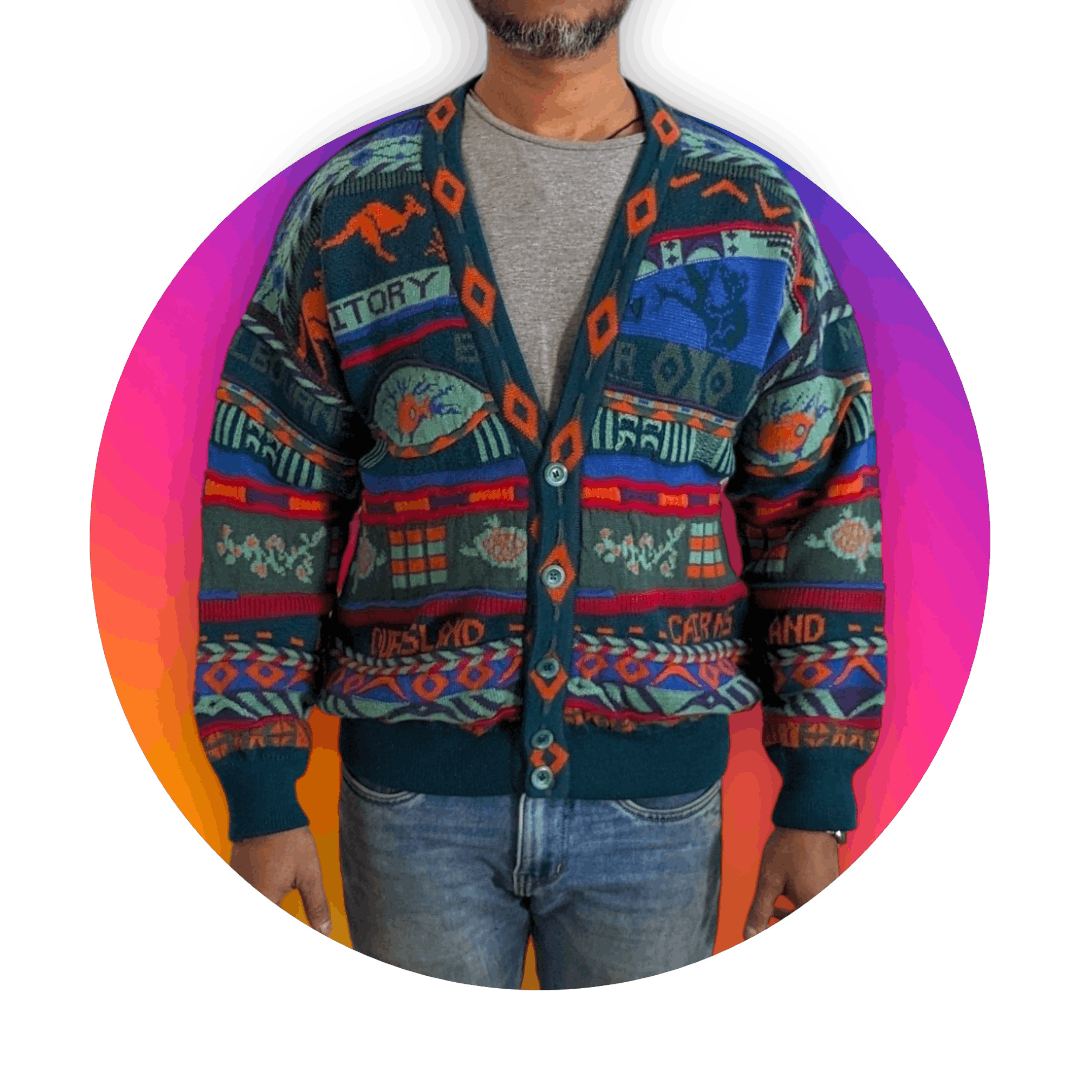 image of Coogi x Vintage 90's 3D Knit Australia Unisex Sweater By Emaroo, Women's (Size Medium)