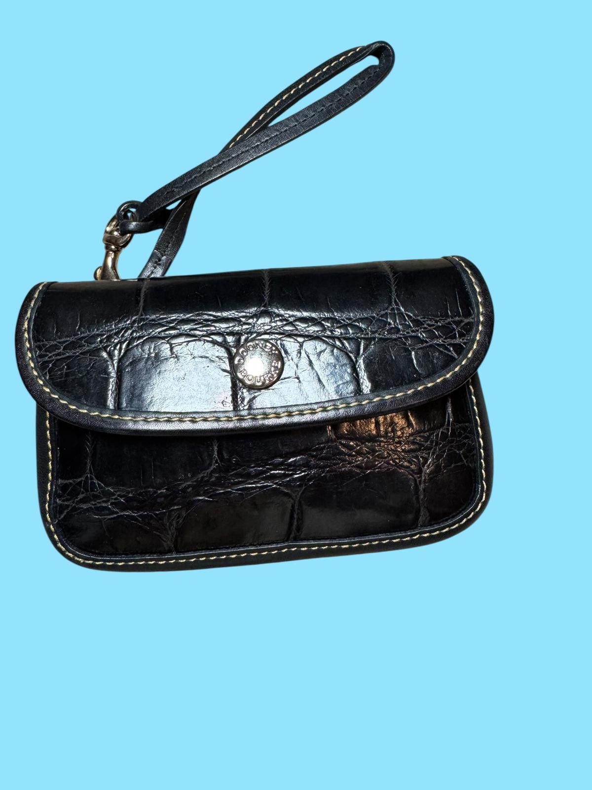 Dooney & Bourke Dooney and Bourke Black Crocodile-Patterned Leather Wristlet Size ONE SIZE - 1 Thumbnail