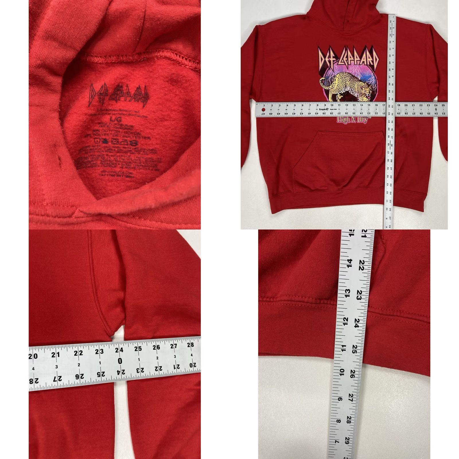Vintage VINTAGE Def Leppard High N Dry Graphic Pullover Hoodie Mens Large Red Music Size US L / EU 52-54 / 3 - 8 Thumbnail