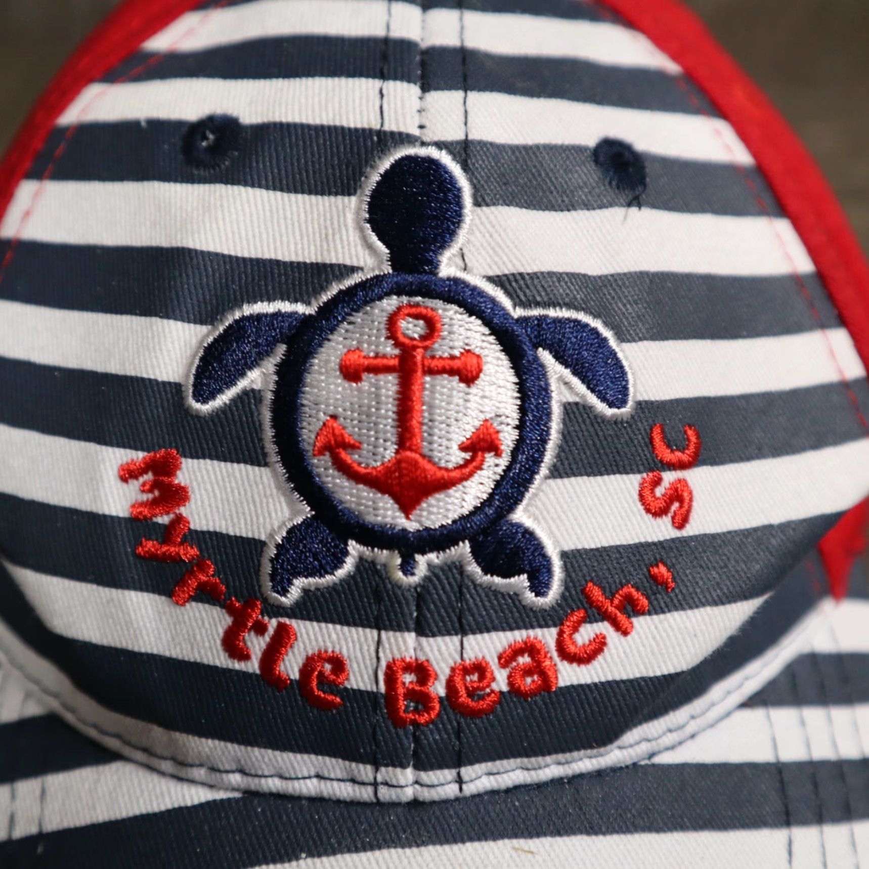 Vintage Myrtle Beach SC Adjustable Red White Baseball Cap Hat Unisex Adults Adult Adjustable Red Palm Tree Beach Baseball Cap Mens Size ONE SIZE - 2 Thumbnail