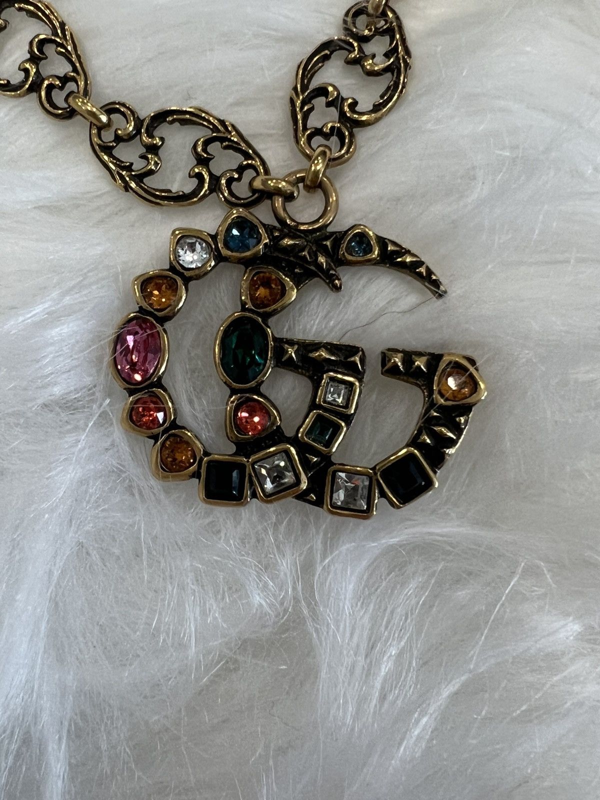 Gucci Double G Crystal Pendant Necklace – Baroque Chain