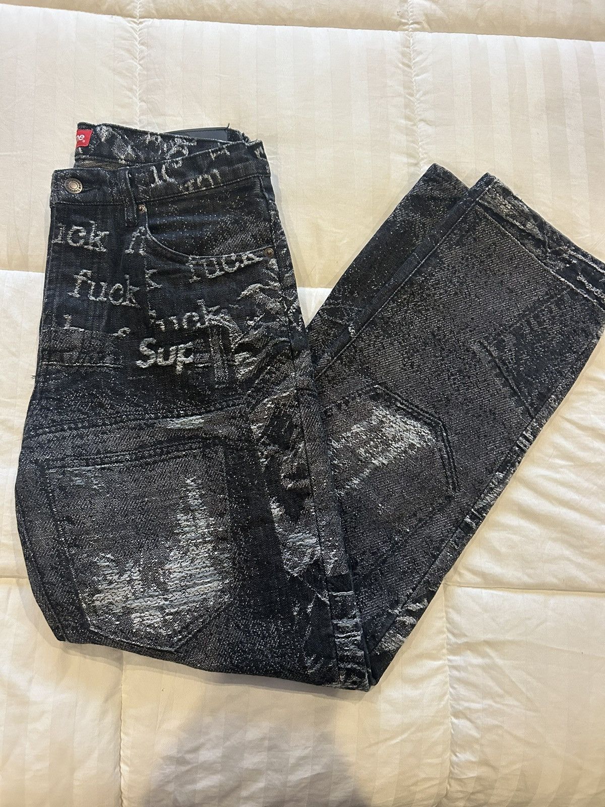 Supreme Archive Denim Jacquard Regular Jean Size 30