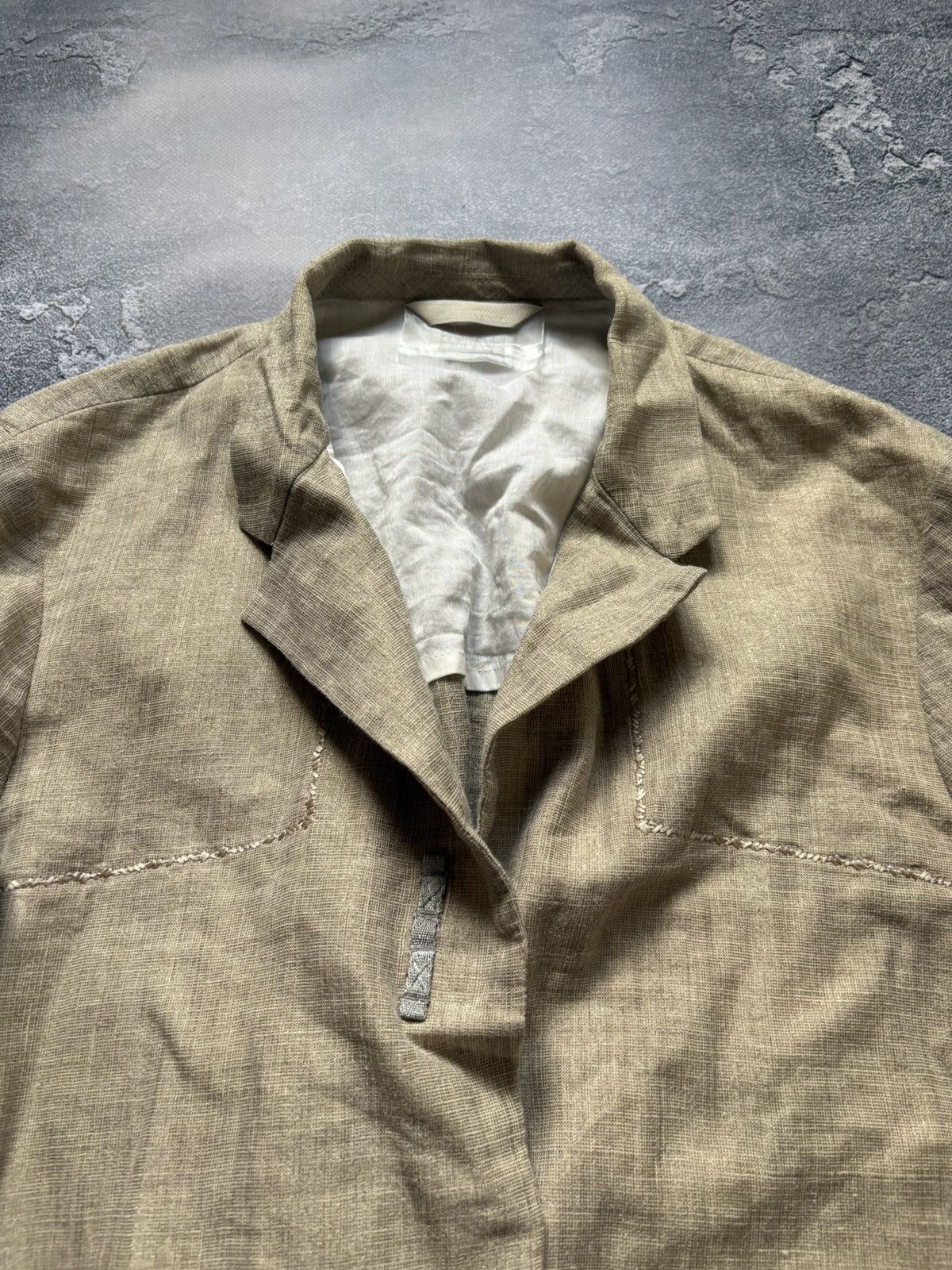Marithe + Francois Girbaud Vintage Marithe Francois Girbaud Beige Linen Blazer Jacket Size XS / US 0-2 / IT 36-38 - 5 Thumbnail