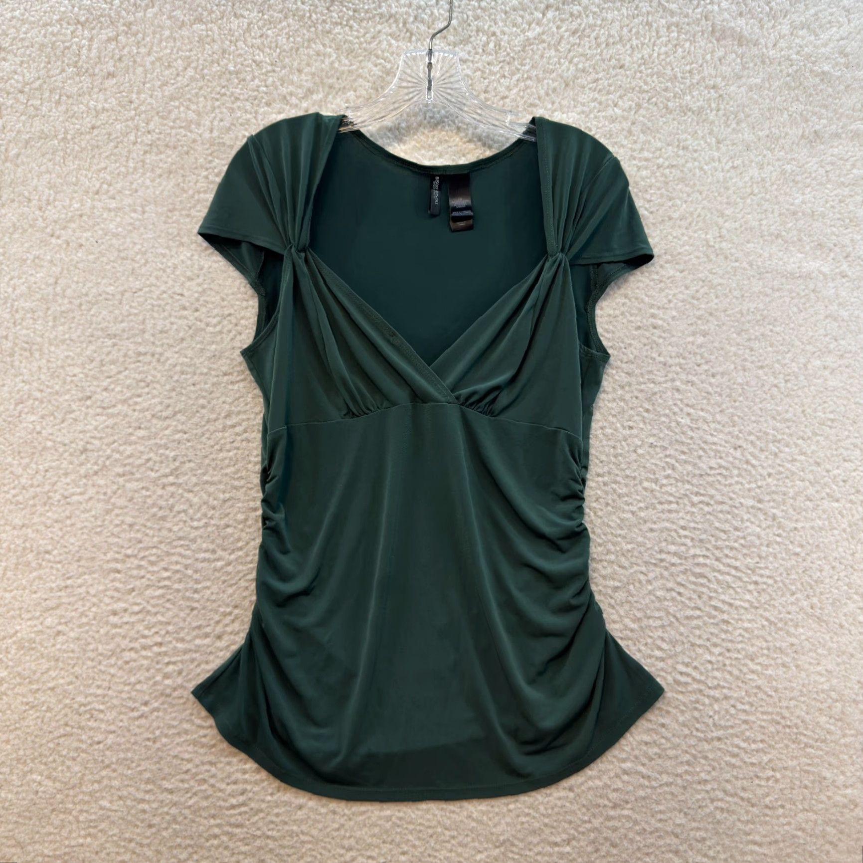 Vintage VINTAGE Bisou Bisou Top Shirt L Green Cap Sleeve Milkmaid Y2K Vintage Slinky Stretch Large Size L / US 10 / IT 46 - 2 Thumbnail
