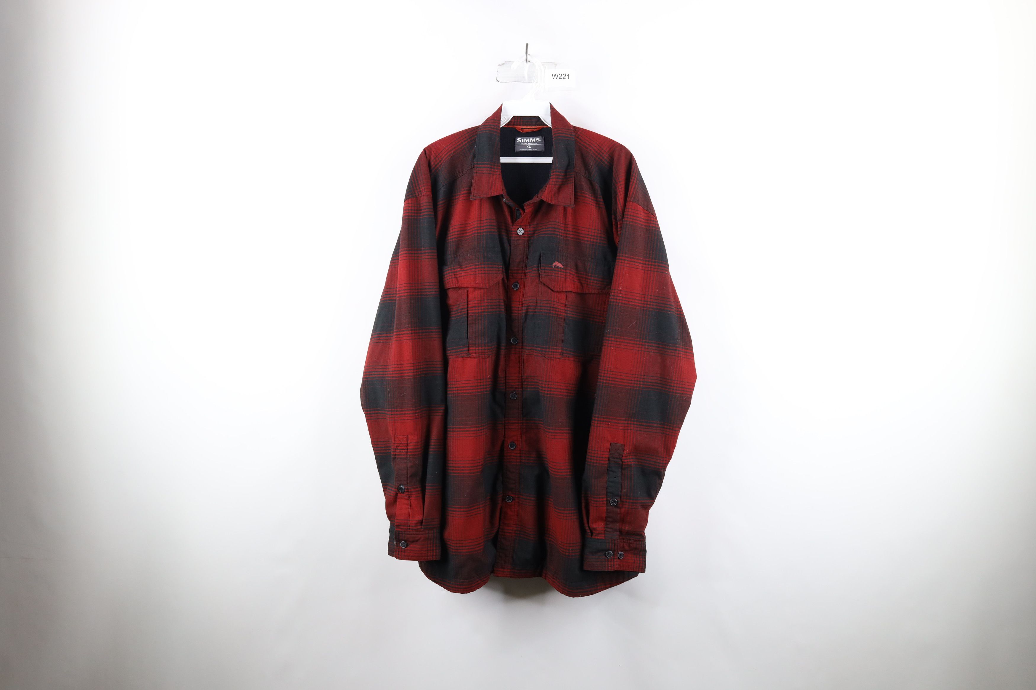 image of Simms Fishing Lined Full Button Shirt Jacket Jac Shirt Red, Men's (Size XL)