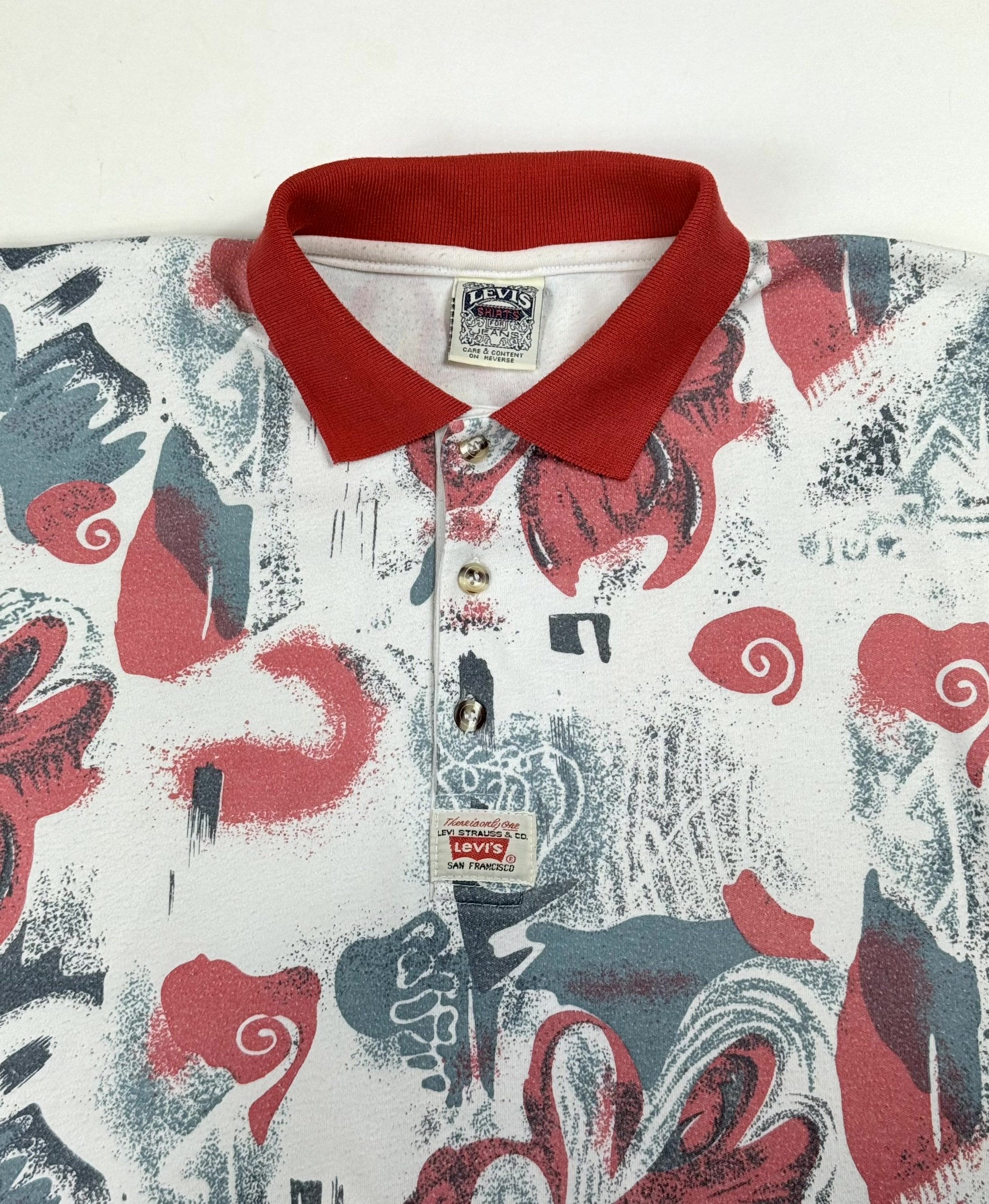 Levi's Vintage Levi’s USA Made Abstract Logo Oversized Polo Shirt Size US XL / EU 56 / 4 - 3 Thumbnail