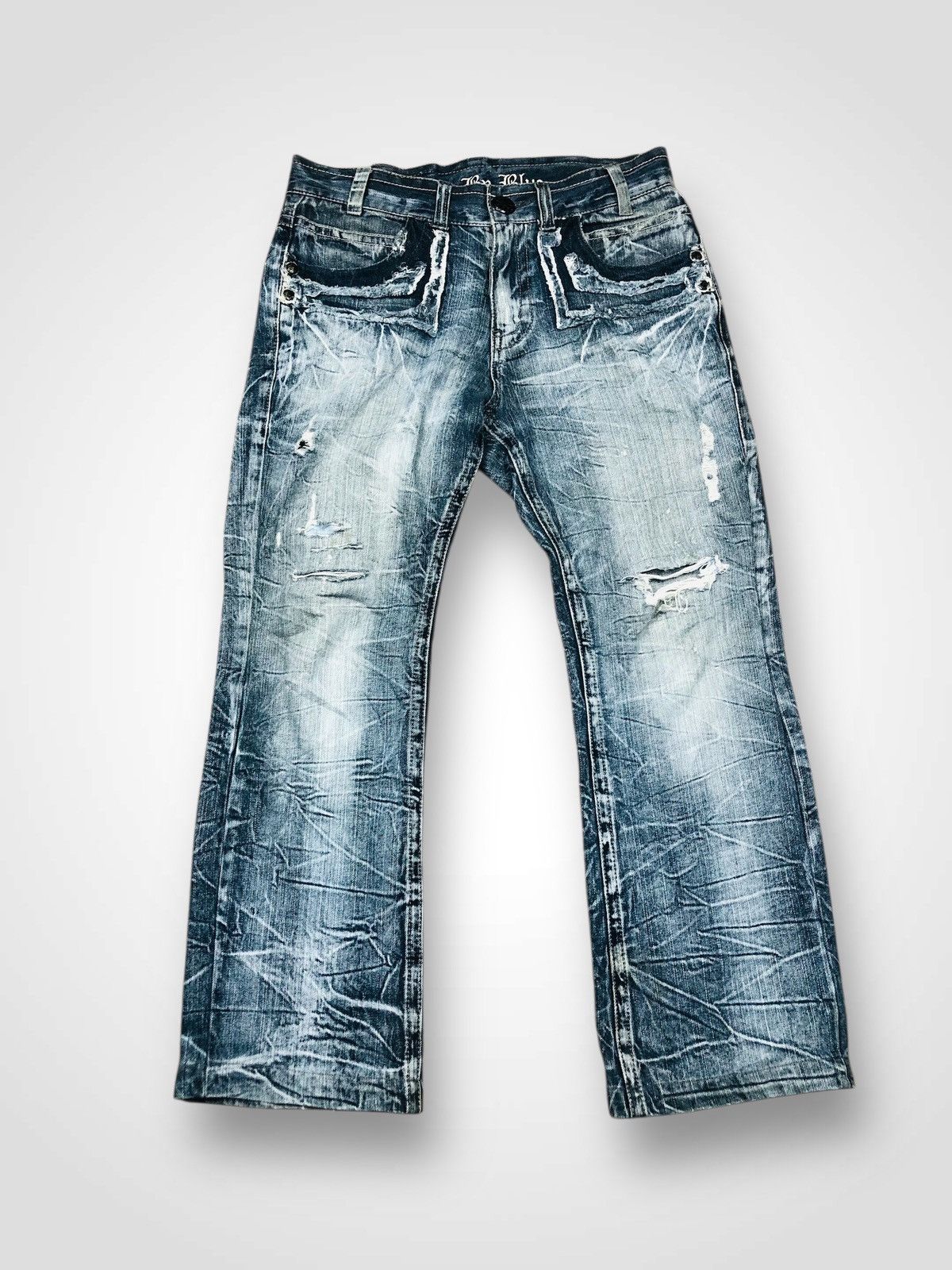 Other Blow By Blue Distress Bootcut Jeans (34) Size US 31 - 1 Thumbnail