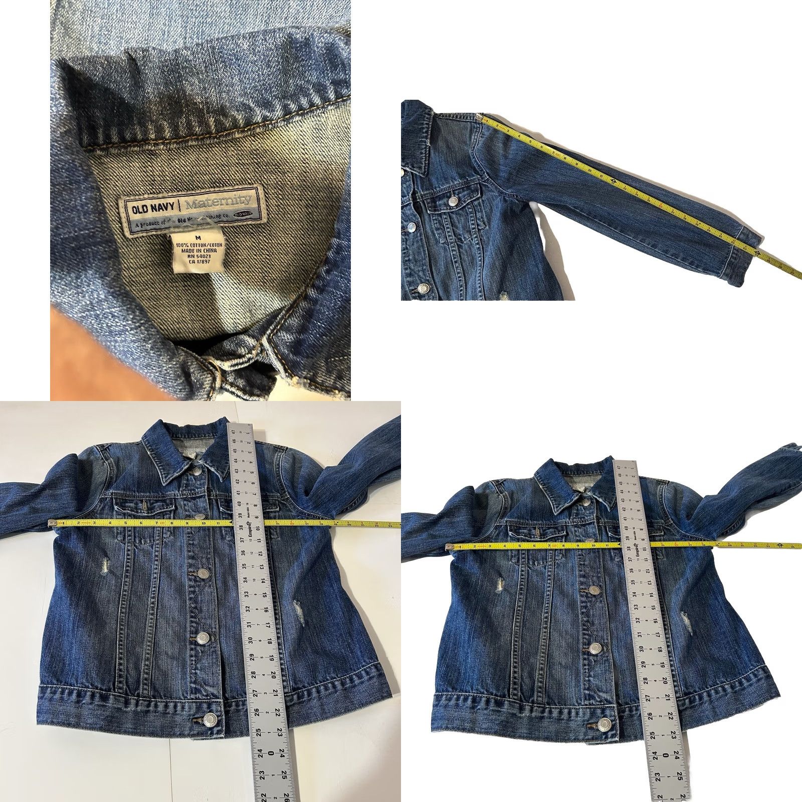 Old Navy Old Navy Maternity Denim Blue Jacket Women Medium Distressed RN#54023 Size 32" / US 10 / IT 46 - 10 Thumbnail