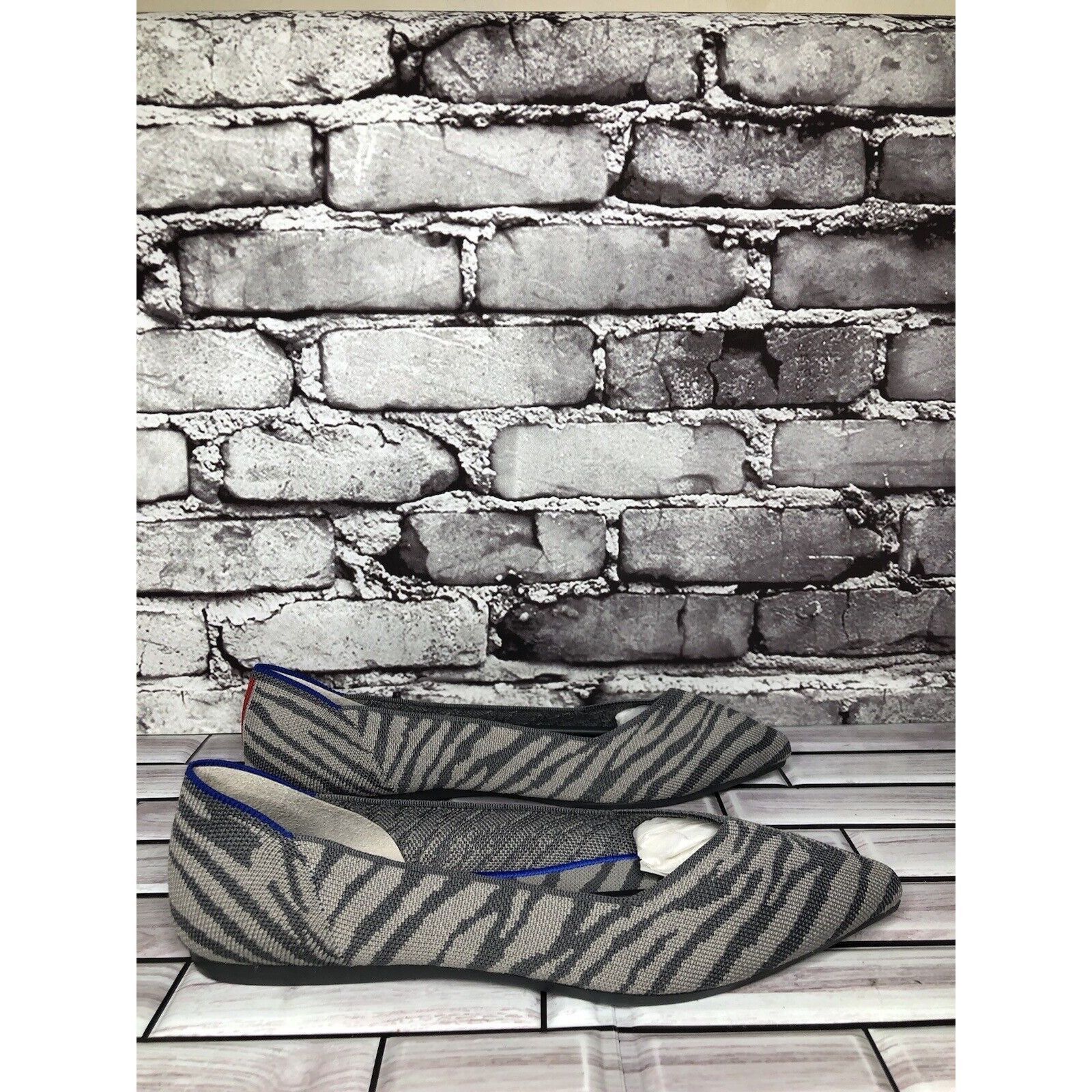 Other Rothy’s The Point Retired Grey Zebra Fabric Stripe Flats Wom Size US 9.5 / IT 39.5 - 16 Thumbnail