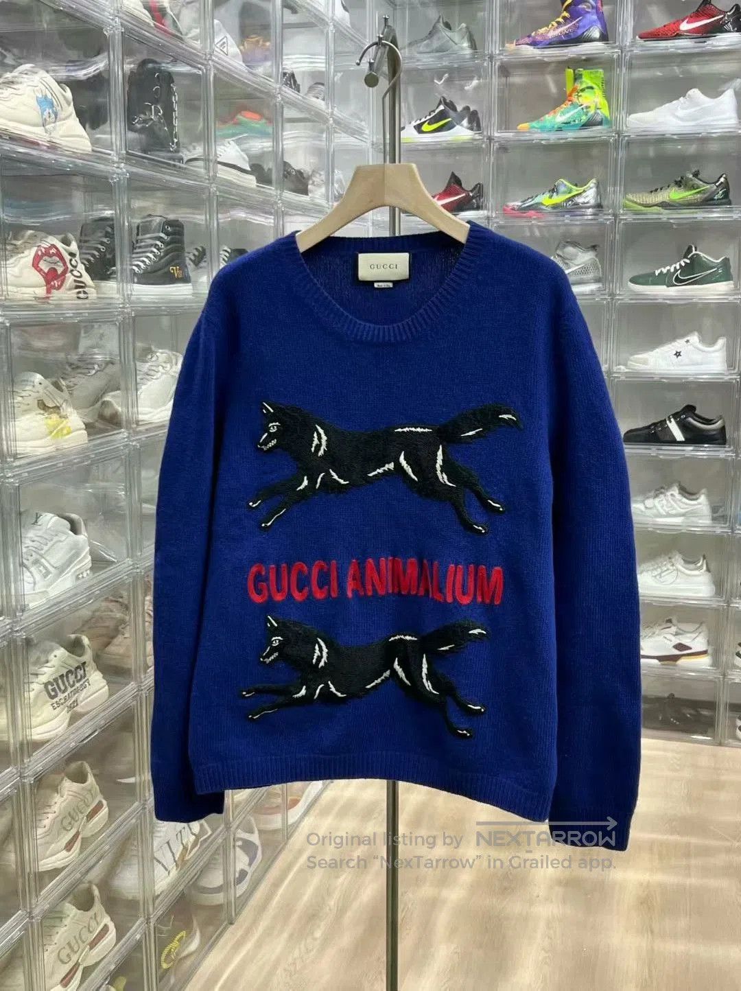 Gucci blue wool dog knit sweater 3XL size. Size US XXL / EU 58 / 5 - 1 Thumbnail