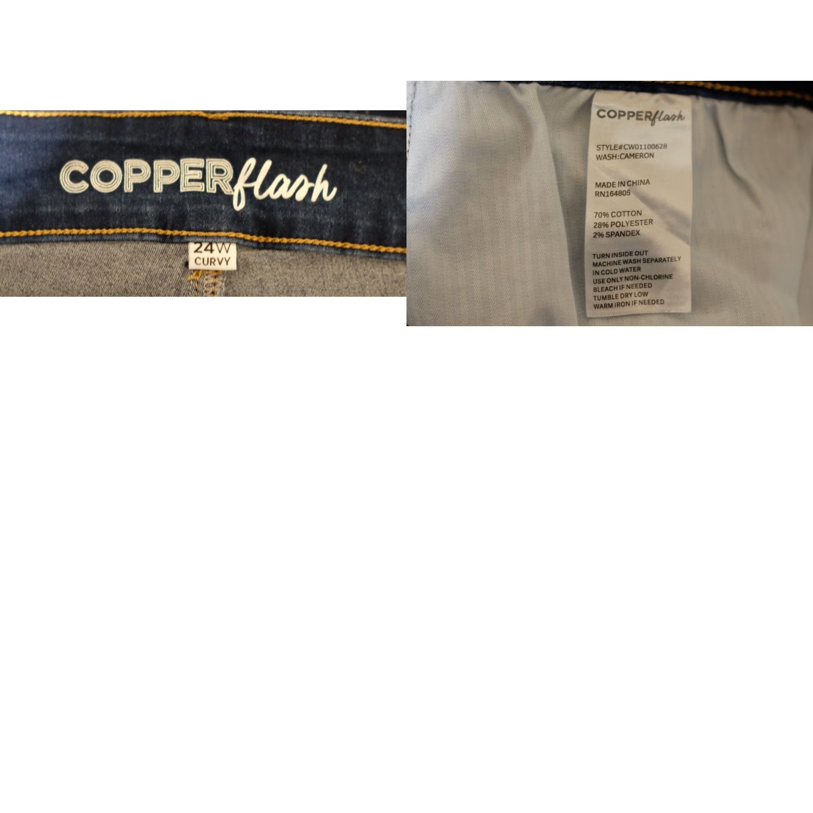 Vintage Copper Flash Curvy Jeans High-Rise Super Stretch Plus Womens 24W Denim Jeans Blue 24W Women’s Plus Size 42" / US 20 - 8 Thumbnail