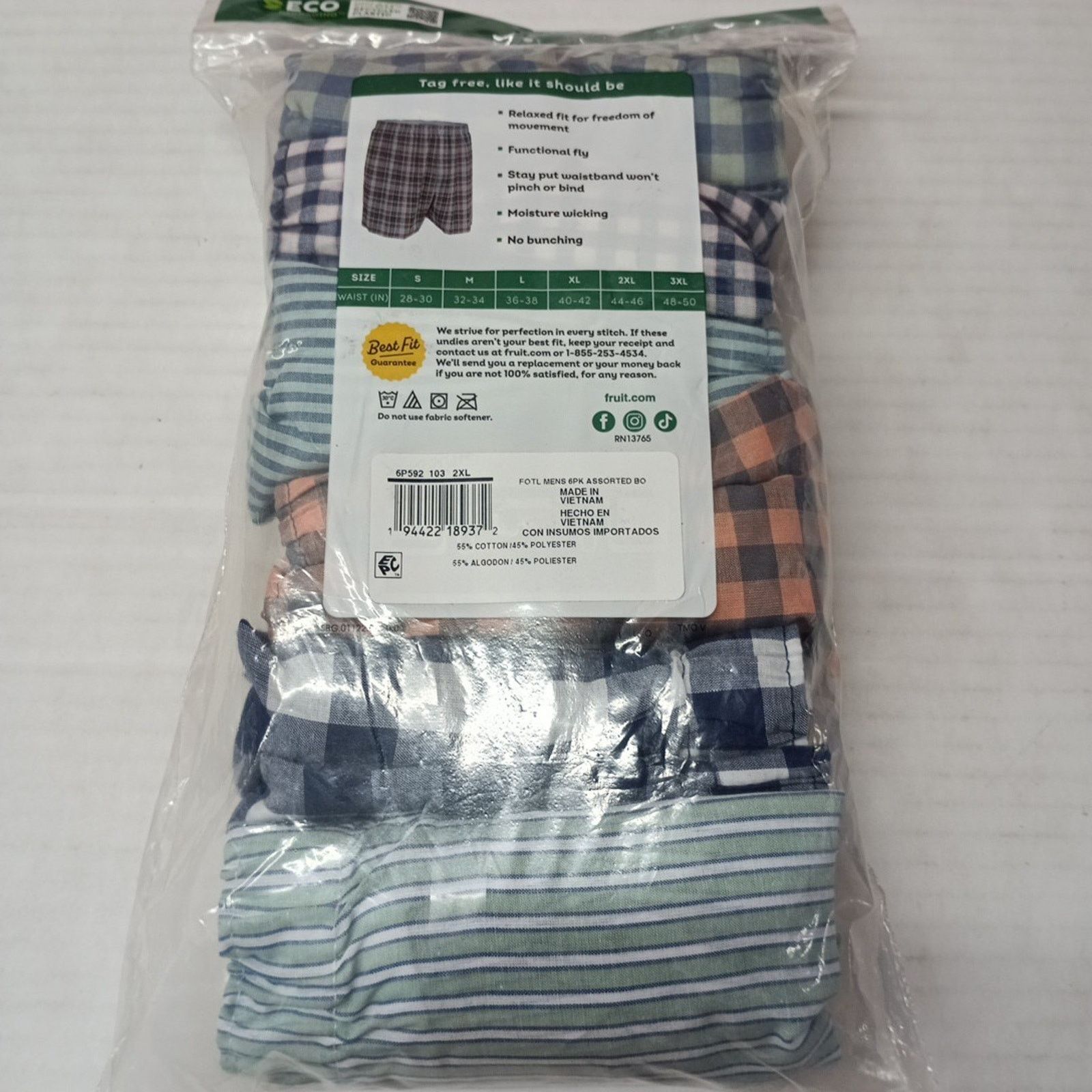 Fruit Of The Loom Fruit of the Loom Boxers No Bunching 6 Pack Men's 2XL 44-46" Size 44 - 3 Thumbnail