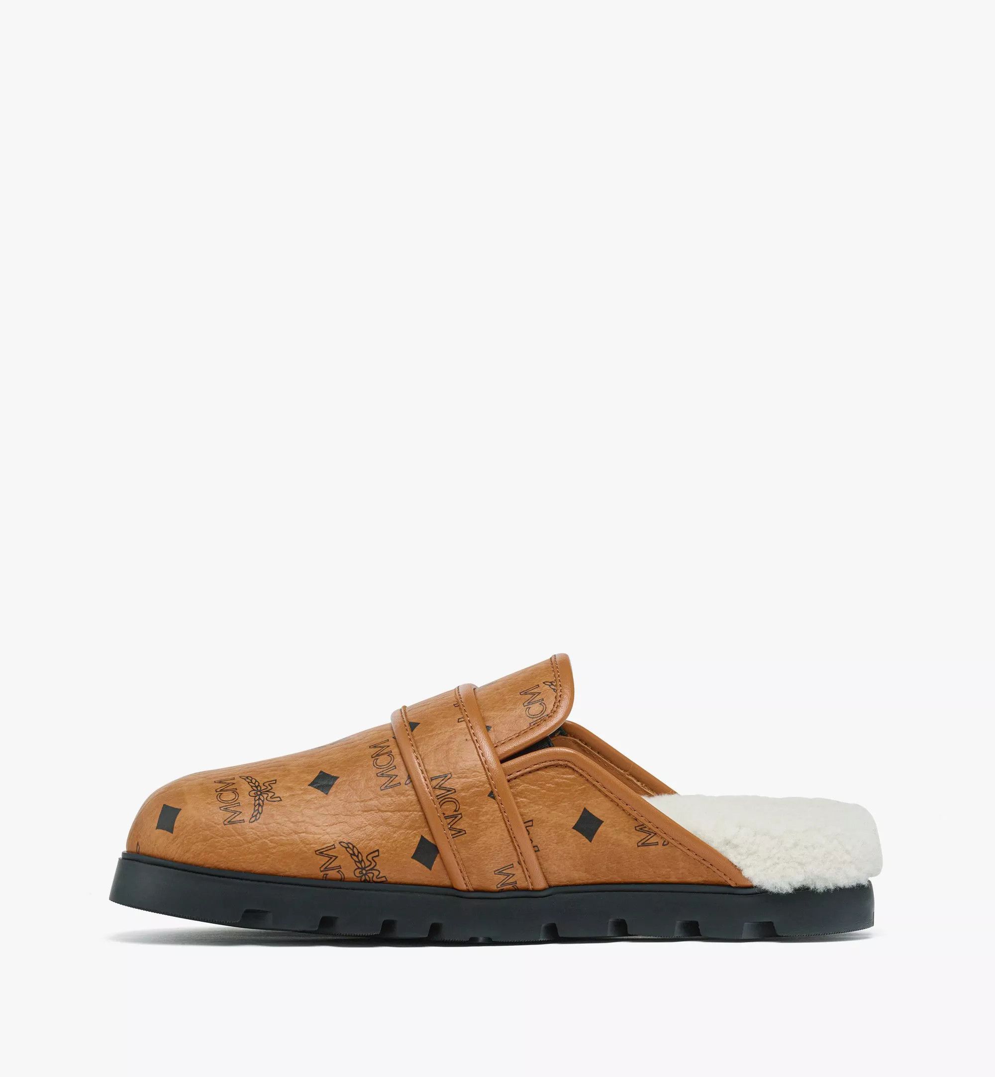 MCM o1mt1gz0125 Flat Mules In Shearling in Brown/White Size US 9 / IT 39 - 2 Thumbnail