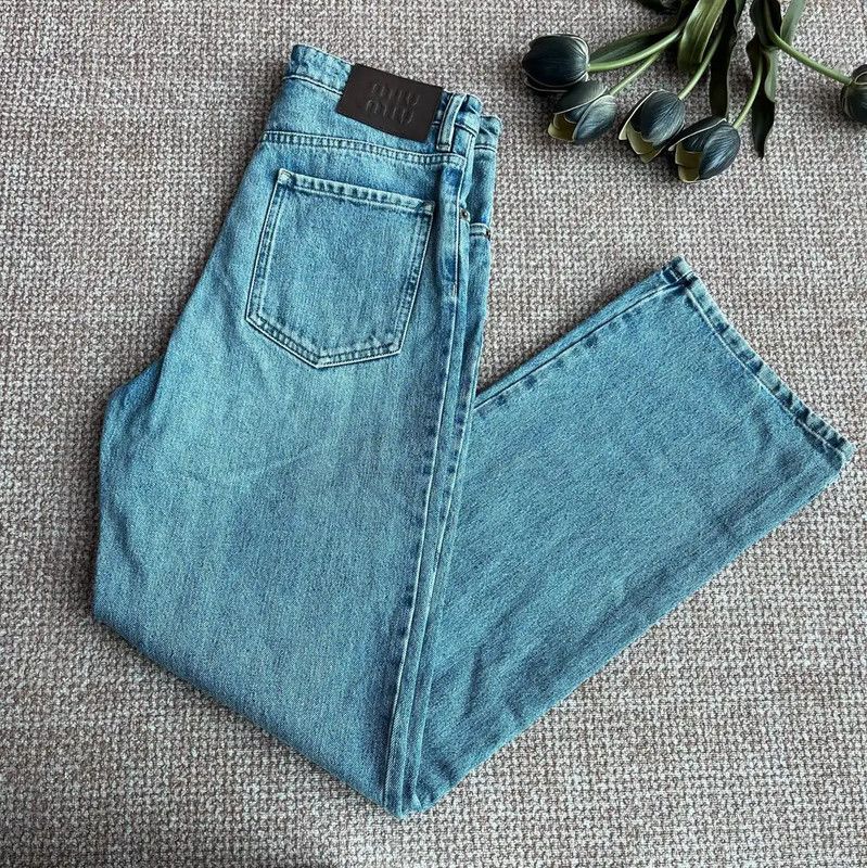 Miu Miu Miu Miu Light Blue Cotton Women's Jeans 0089 Size 22" - 1 Thumbnail