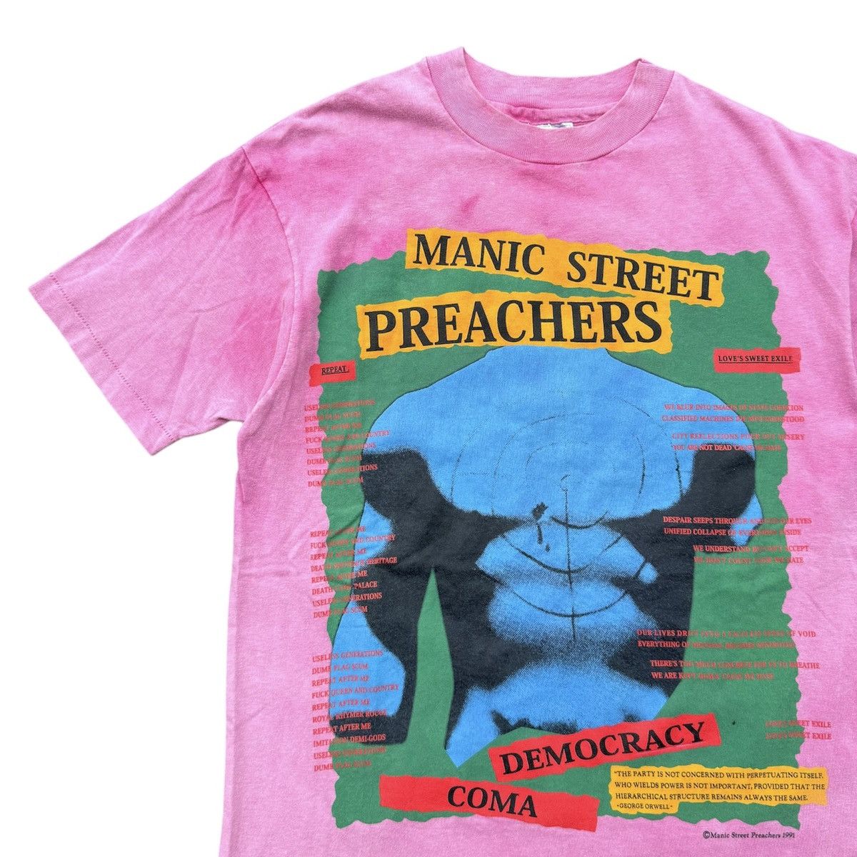 Band Tees × Vintage Vintage 90s Maniac Street Preachers Tour 1991 Democracy Coma Size US L / EU 52-54 / 3 - 3 Thumbnail