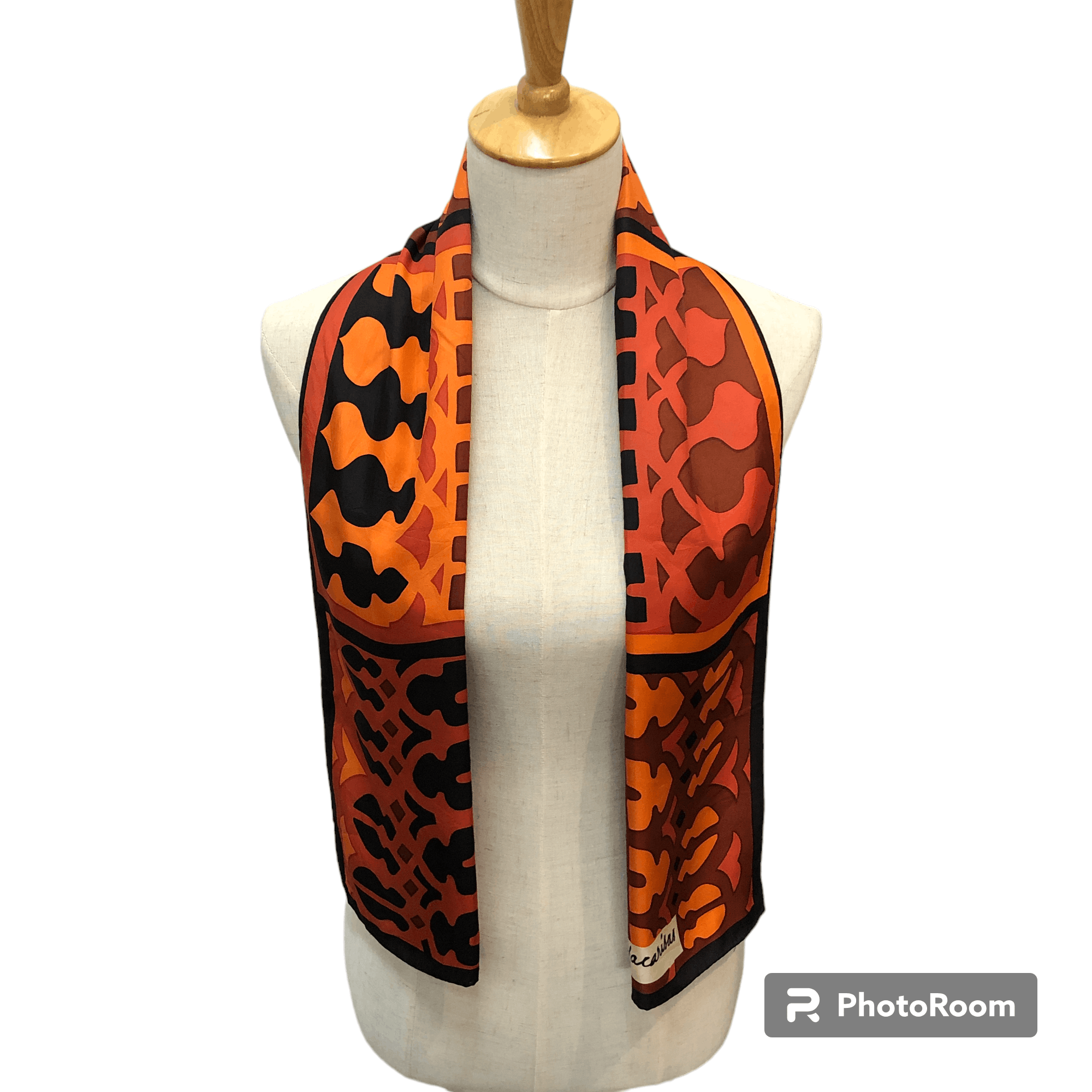 Vintage Yves Vacarisas Abstract Silk Stole Silk Scarf M1392 Size ONE SIZE - 1 Thumbnail