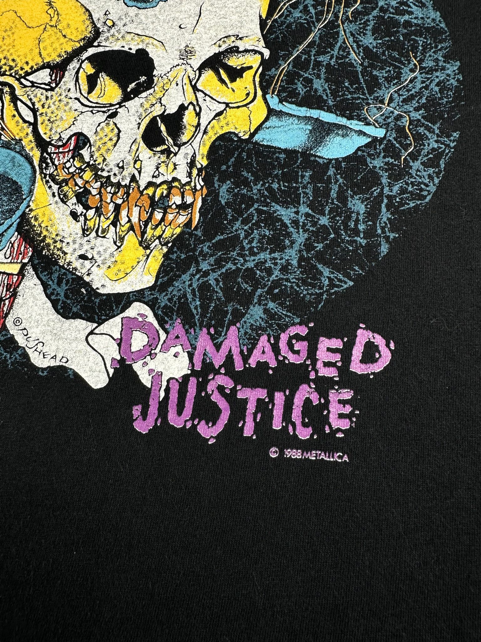 Band Tees Vintage Metallica Damaged Justice Pushhead 1988 Faded Tee Size US L / EU 52-54 / 3 - 4 Thumbnail