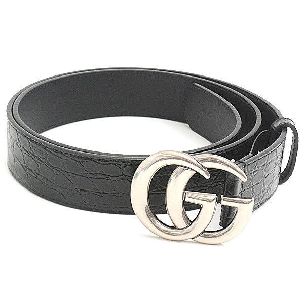 Gucci Gucci Men's Double G Buckle Croc Embossed Leather Belt Leather Belt 71866 in Great Condition