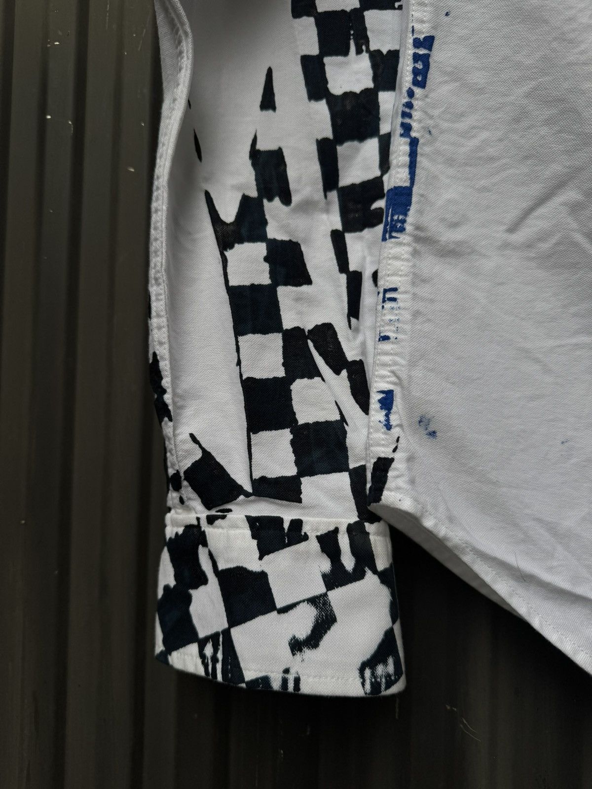 Vintage Hand Painted Check Shirt — Blue & Black Checkerboard Size US S / EU 44-46 / 1 - 7 Thumbnail