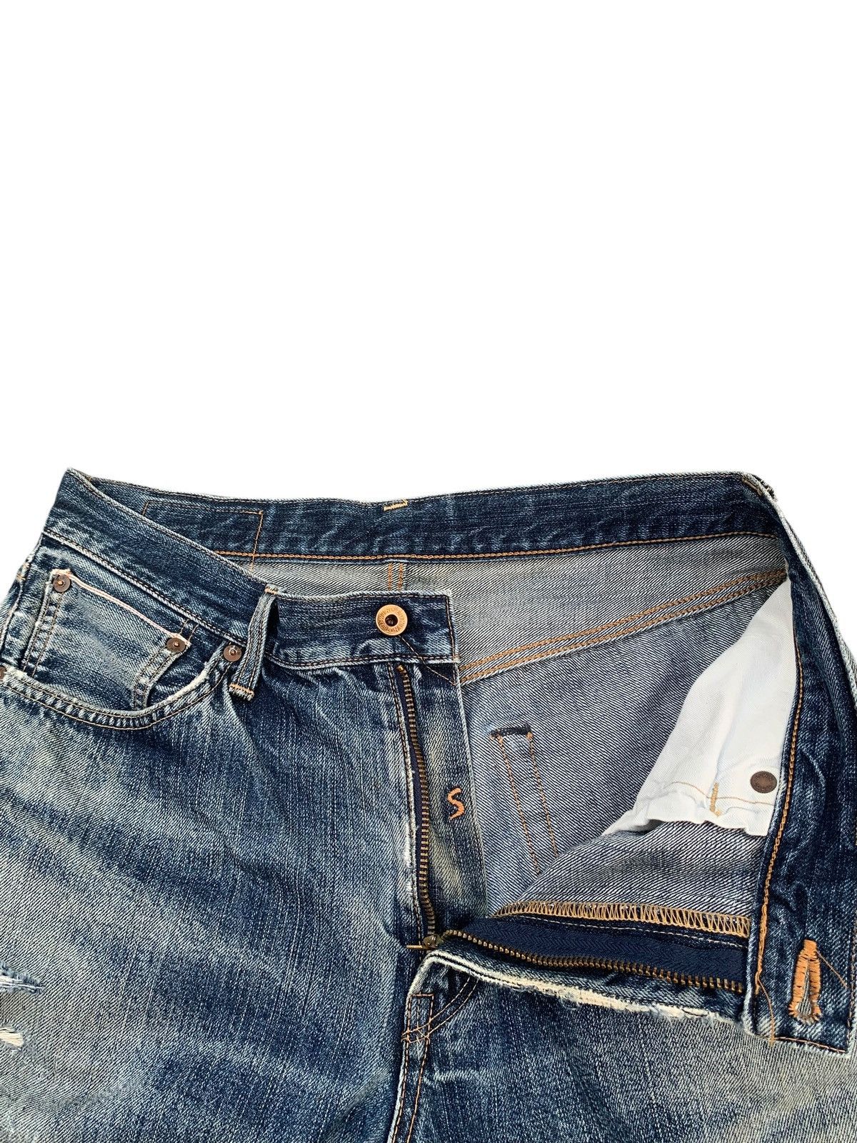 Edwin VINTAGE EDWIN 505 SELVEDGE FADED & RUSTY DISTRESSED DENIM Size US 32 / EU 48 - 14 Thumbnail