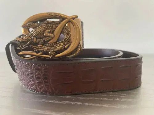 Japanese Brand belt with crocodiles on a plaque Size 42 - 2 Thumbnail