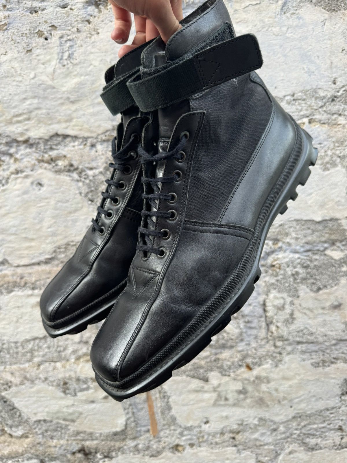 Miu Miu × Prada × Vintage Miu Miu Vintage 2000s Leather Black Boots Size 45 Size US 11 / EU 44 - 7 Thumbnail