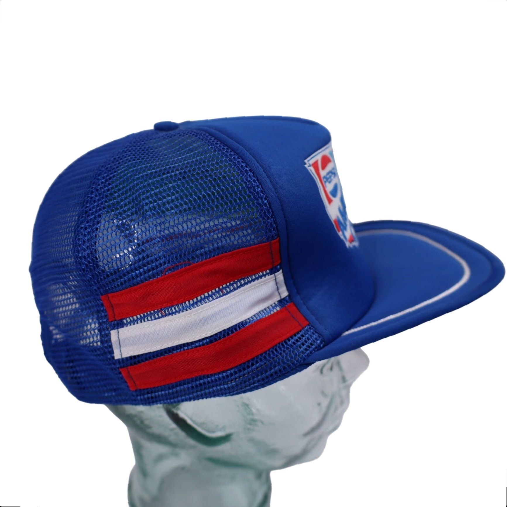Vintage VINTAGE Pepsi American Choice 3 Stripe Tri Bar Snapback Trucker Hat Hat Mens One Size Blue Size ONE SIZE - 4 Thumbnail