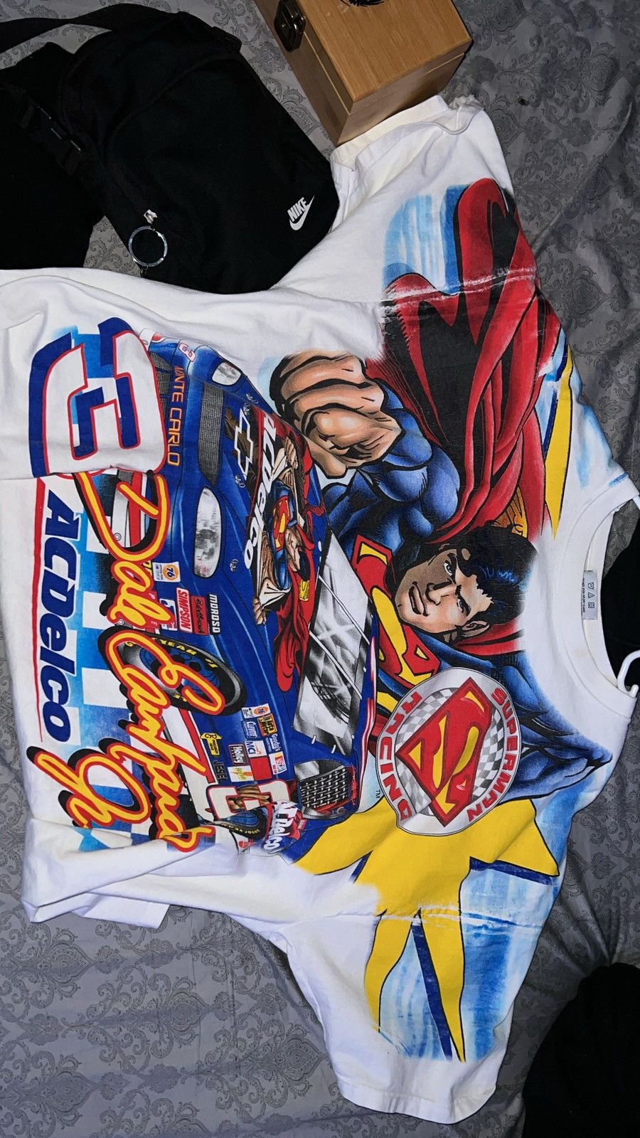 image of Vintage 1999 Nascar Dale Earnhardt Jr Superman Print, Men's (Size XL)