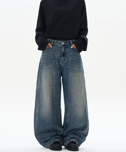 Japanese Brand American whisker patchwork baggy loose scimitar jeans Size US 32 / EU 48 - 1 Thumbnail