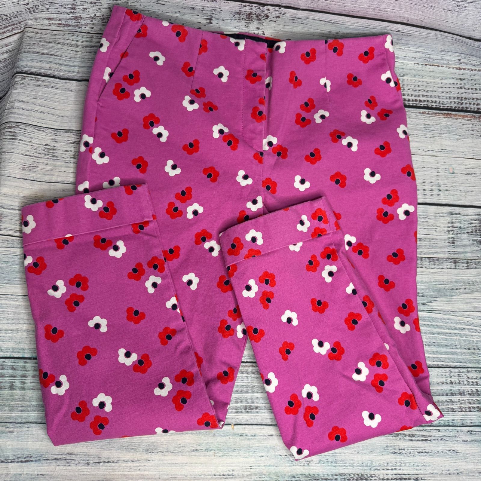 Boden BODEN Kensington Turn-Up Trousers Pink Floral Pants 8P Size 30" / US 8 / IT 44 - 2 Thumbnail