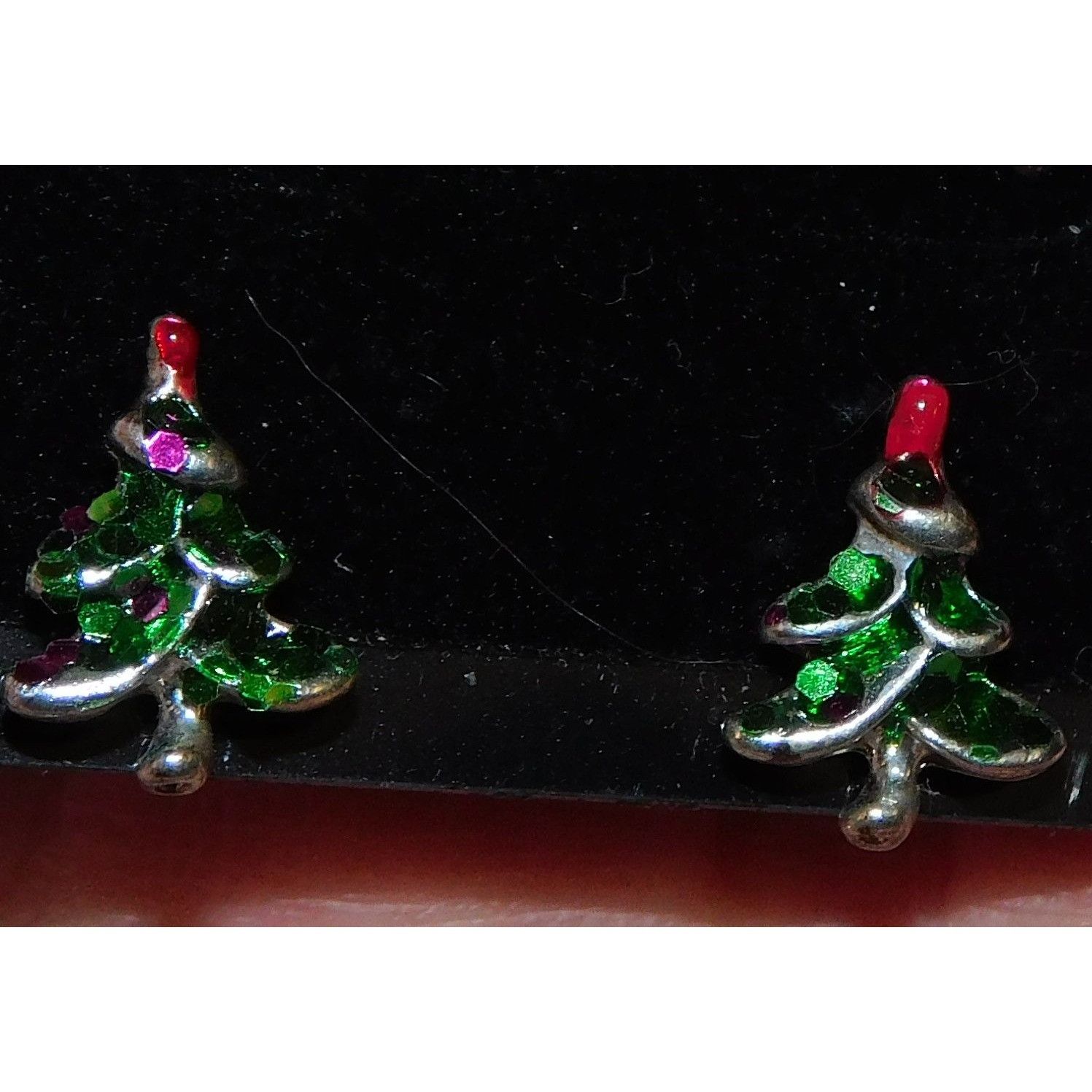 Other Glitter Christmas Tree Metal And Enamel Stud Earrings Size ONE SIZE - 1 Thumbnail