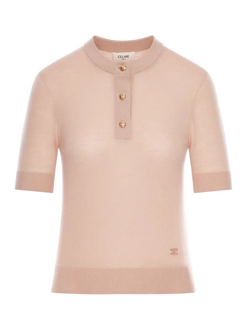 Celine CELINE $1300 Pink Triomphe Wool Sweater New & Authentic Size ONE SIZE - 1 Thumbnail