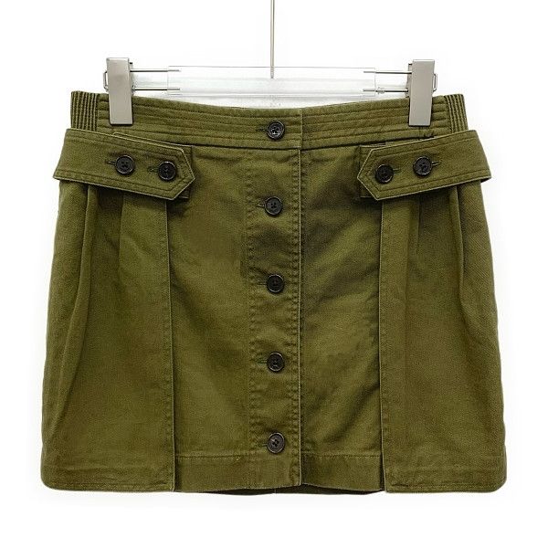 Saint Laurent Paris Saint Laurent Olive Button Mini Skirt F36 Size 26" / US 2 / IT 38 - 1 Thumbnail