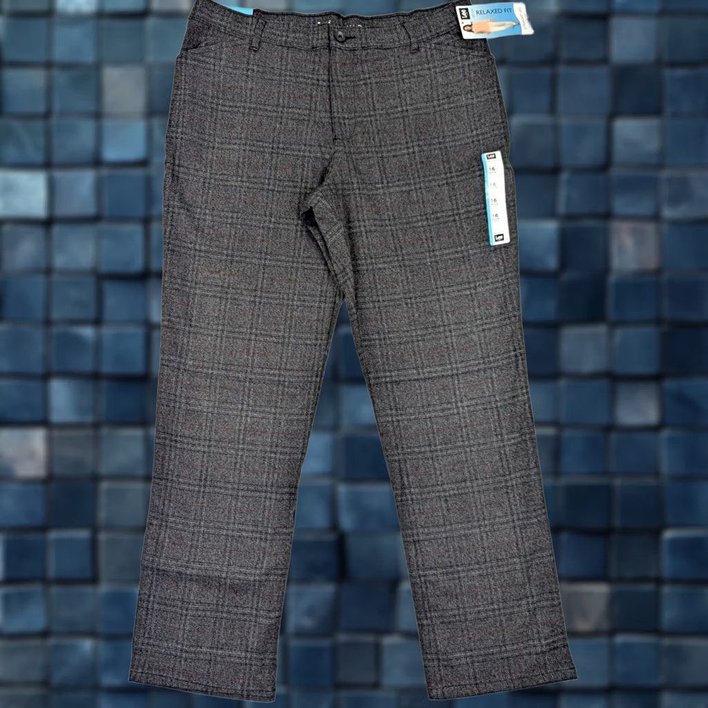 Lee Lee Relaxed Straight Leg Pants Women 16M 35x31.5 Gray Plaid NWT Size 38" / US 16 / IT 52 - 1 Thumbnail