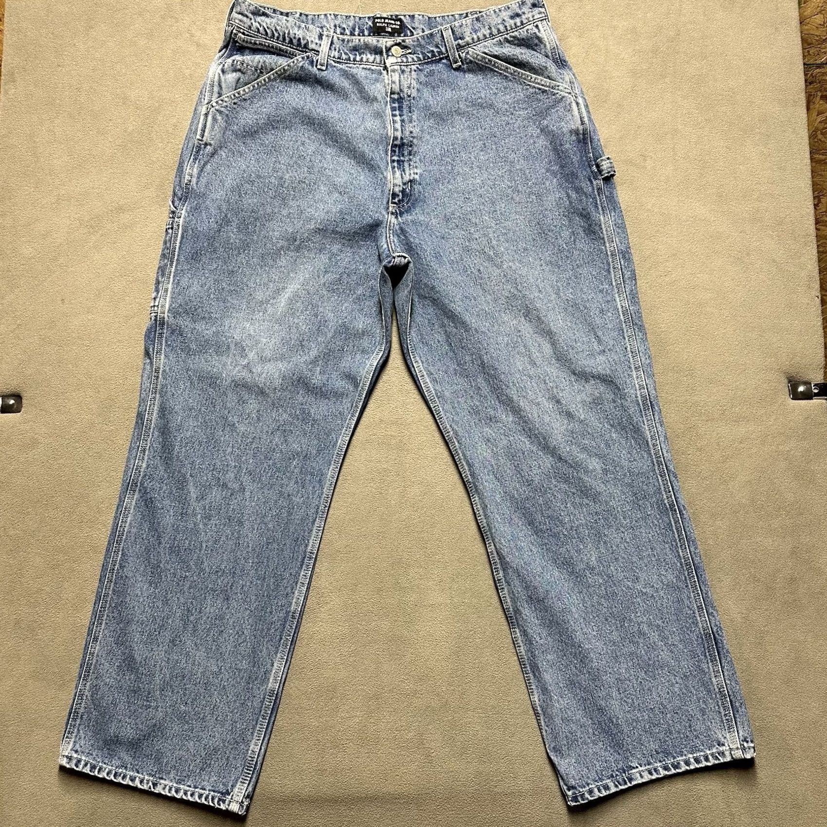 Polo Ralph Lauren VINTAGE Polo Ralph Lauren Jeans Mens 38x32 Carpenter Painter Pant Blue 90s Baggy Relaxed Fit Solid Denim Size US M / EU 48-50 / 2 - 3 Thumbnail