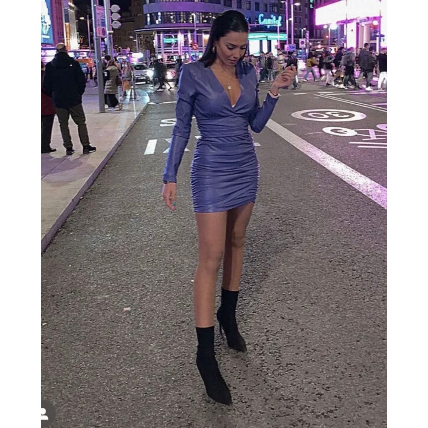 Zara ZARA BLOGGER FAVORITE FAUX LEATHER DRESS PURPLE Size S / US 4 / IT 40 - 12 Thumbnail
