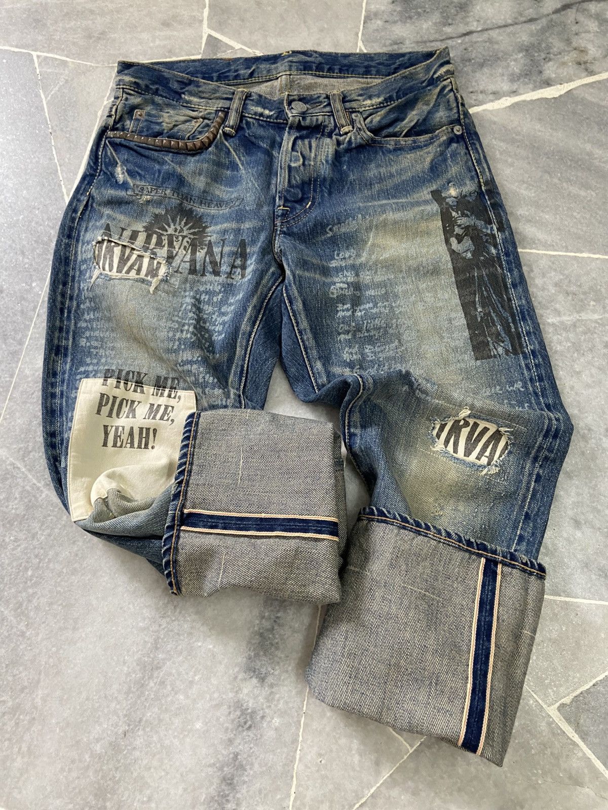 Hysteric Glamour Hysteric Glamour x Nirvana Y2K Studded Denim Jeans Size US 28 / EU 44 - 3 Thumbnail