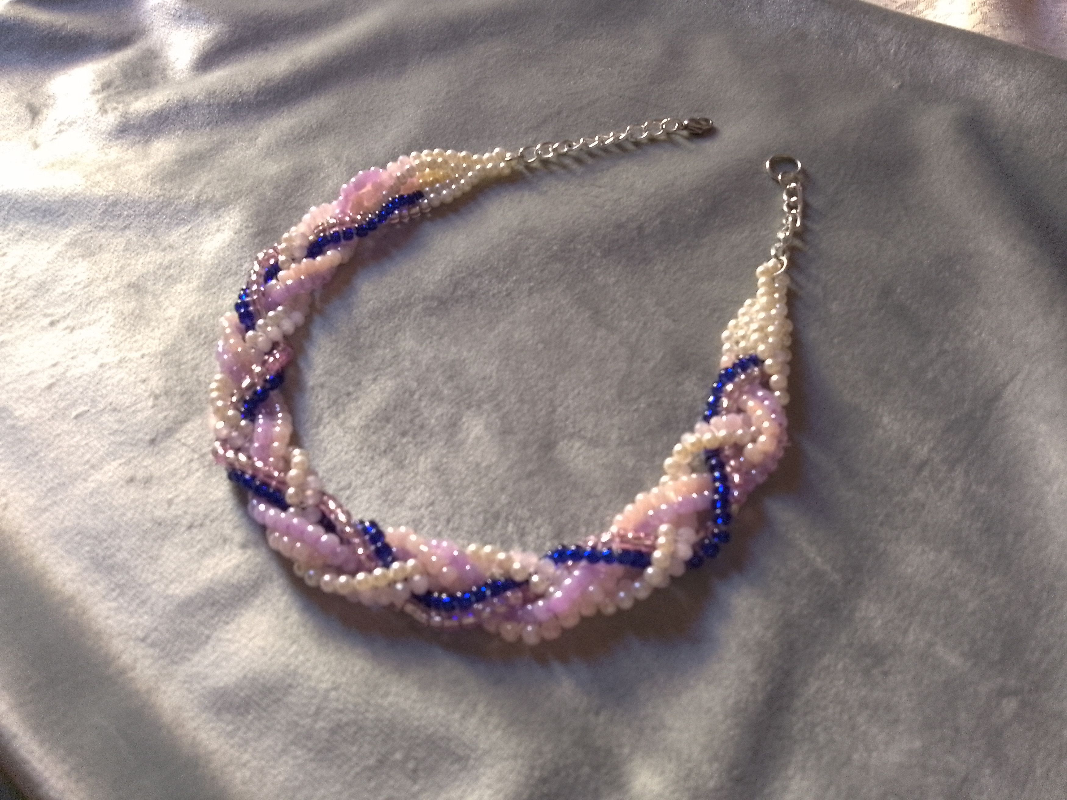 Handmade Necklace Braided Vintage Style Pearls Crystals Elegant Size ONE SIZE - 1 Thumbnail