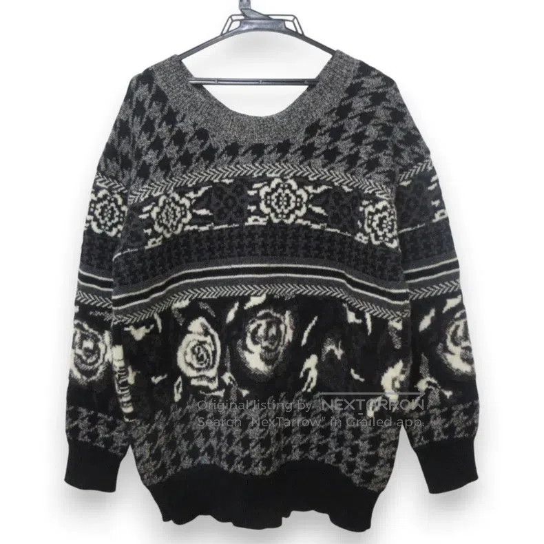 Junya Watanabe Junya Watanabe Rose Jacquard Long Sleeve Wool Knit Size S / US 4 / IT 40 - 1 Thumbnail