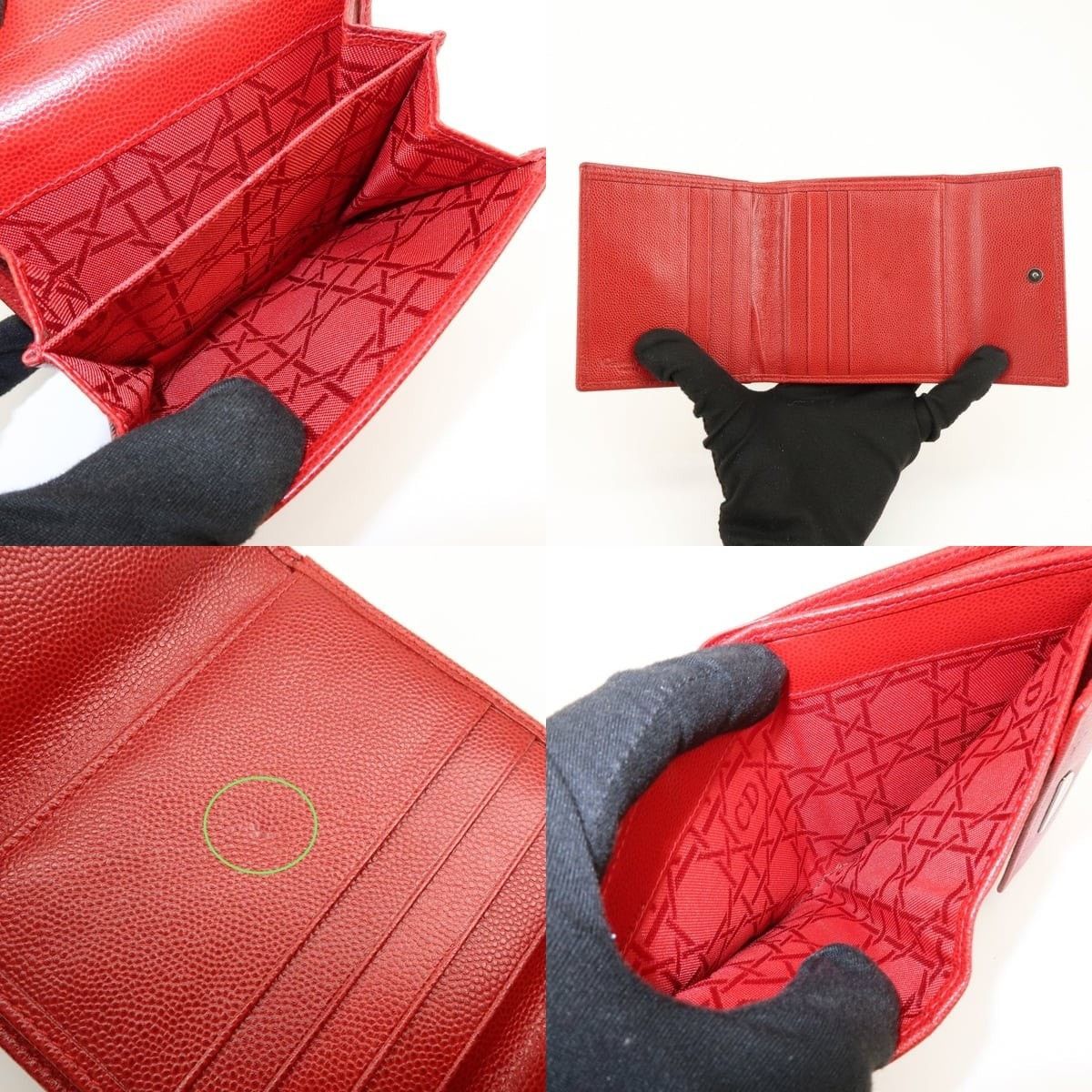 Christian Dior Monsieur Christian Dior Logo Calfskin Bi-Fold Wallet Red Size ONE SIZE - 6 Thumbnail