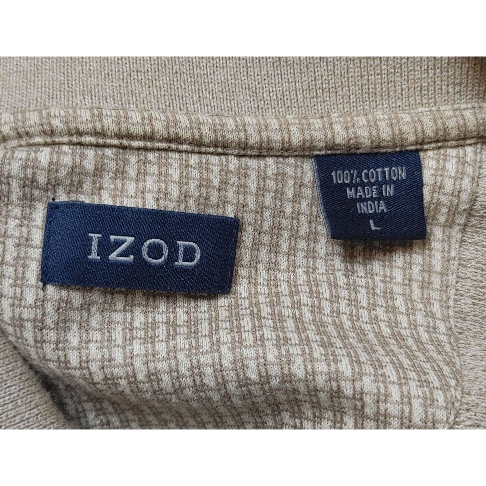 Izod IZOD Mens L Tan Beige Patterned Short Sleeve Cotton Polo Shi Size US L / EU 52-54 / 3 - 3 Thumbnail