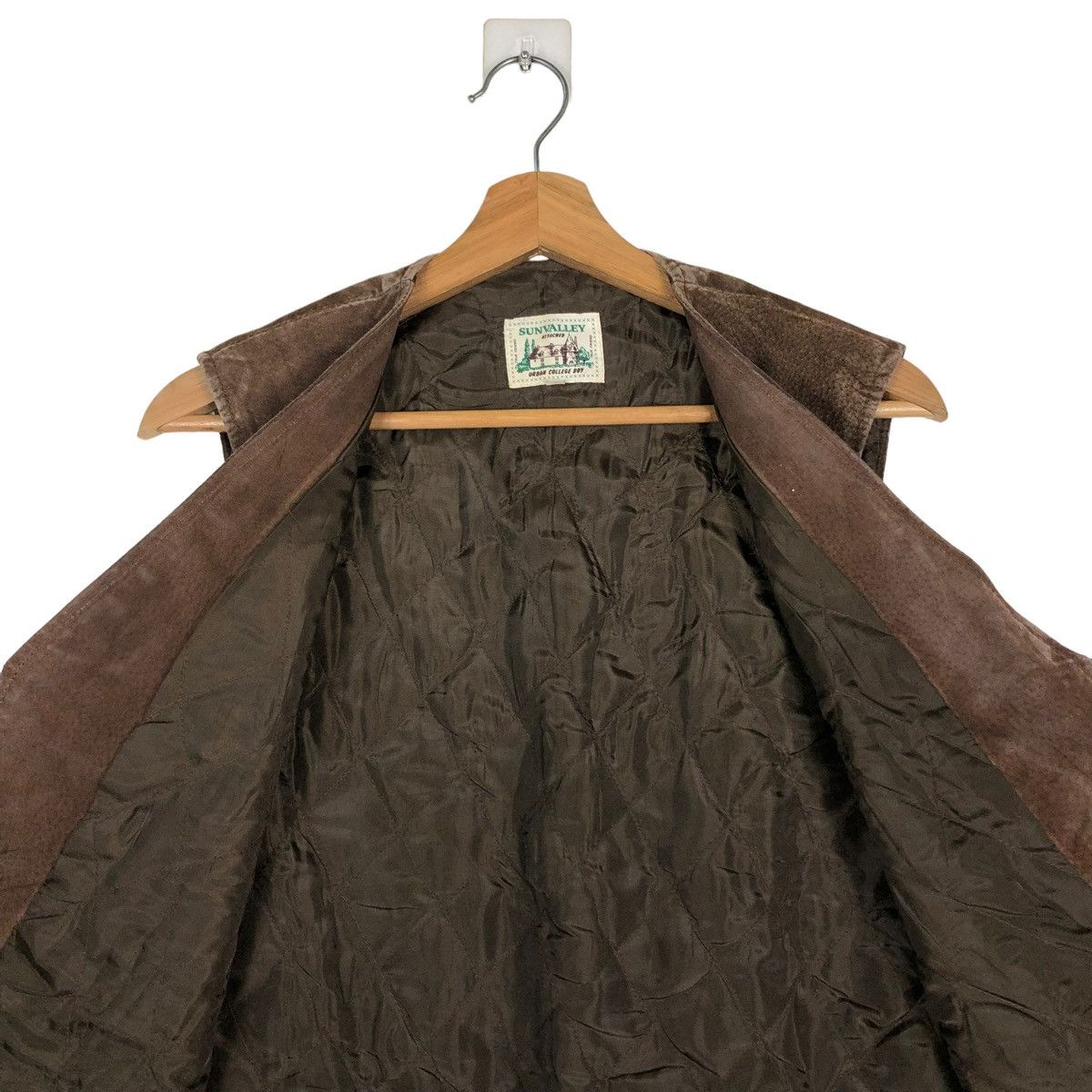 Genuine Leather 🔥VINTAGE LEATHER VEST COWBOY WESTERN SUNVALLEY Size US L / EU 52-54 / 3 - 14 Thumbnail